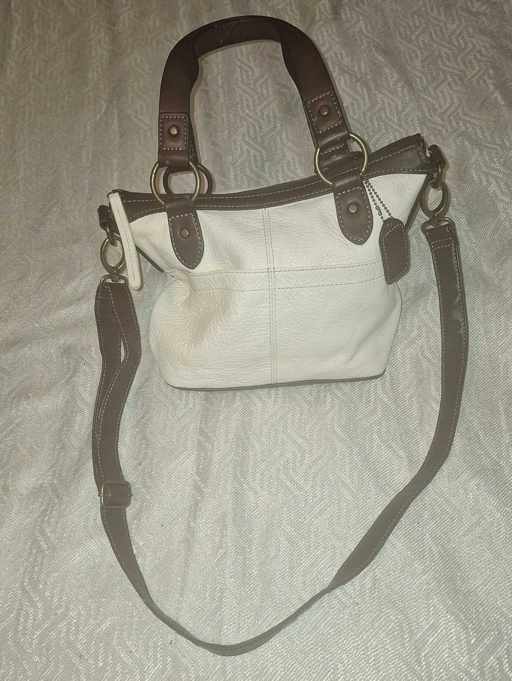 SAINT JOHN'SBAY White and Brown Leather Convertible Shoulder Bag